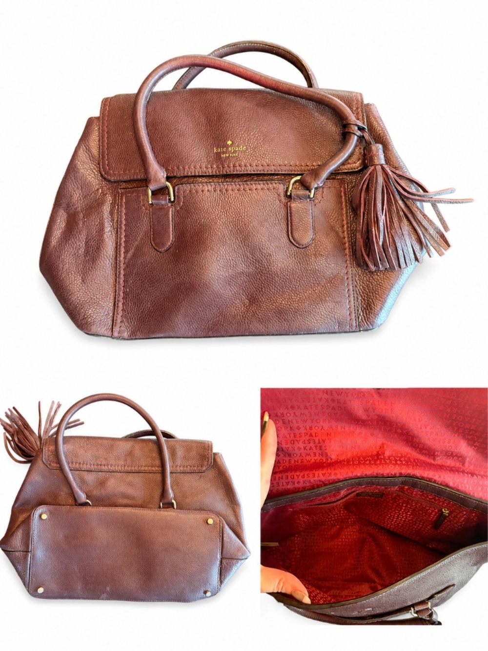Garage Blowout Kate Spade Burgundy Leather Tassel Satchel Bag